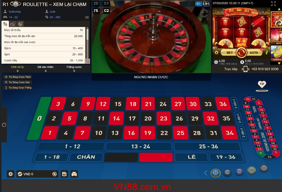 Bàn chơi Roulette VN88